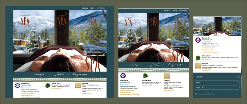 mountainside spa responsive design sample