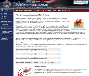 PCA website screen shot