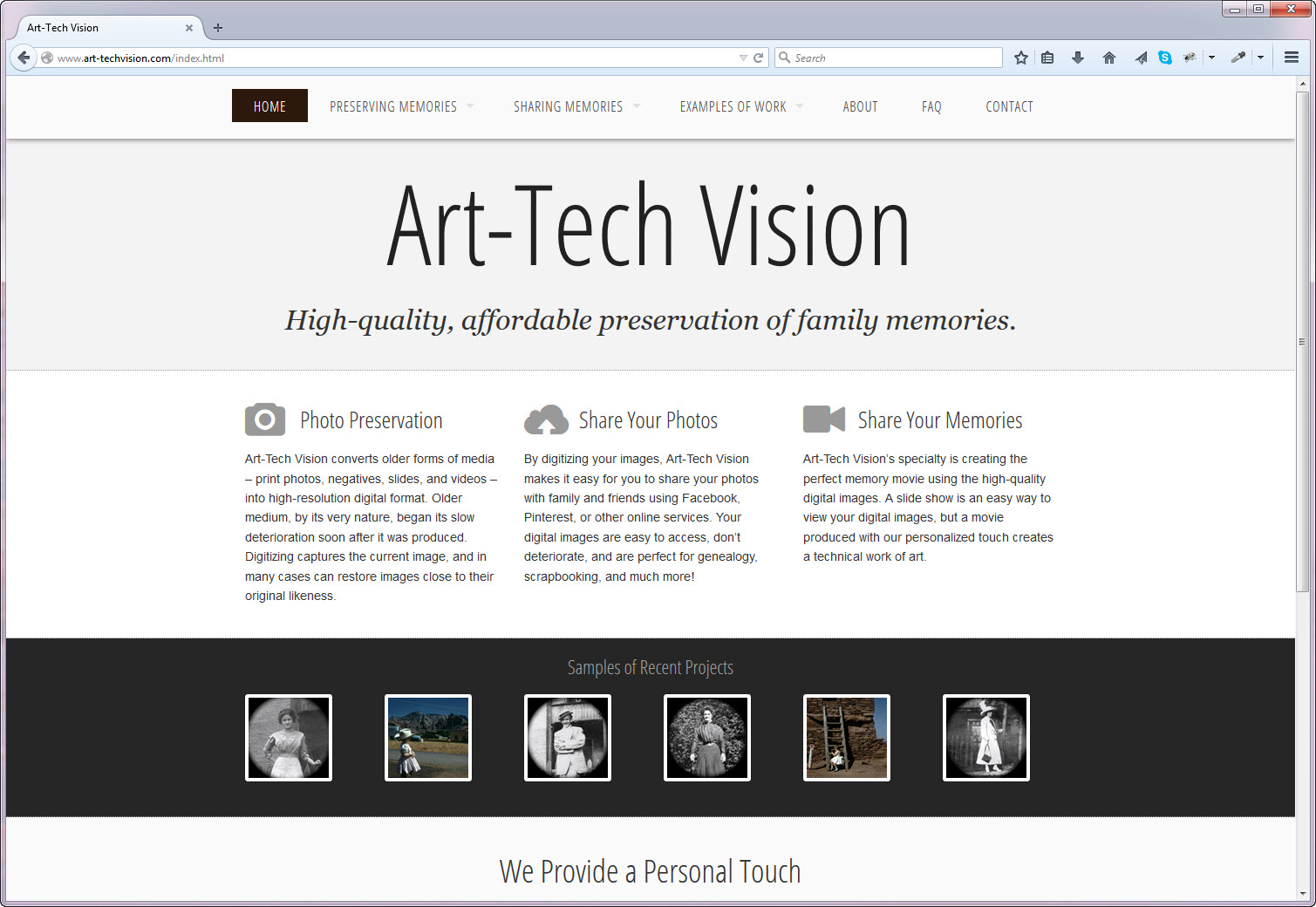 Art Tech Vision Home Page sample