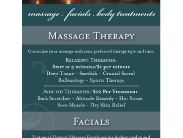 Print Product Spa Treatment Menu Card