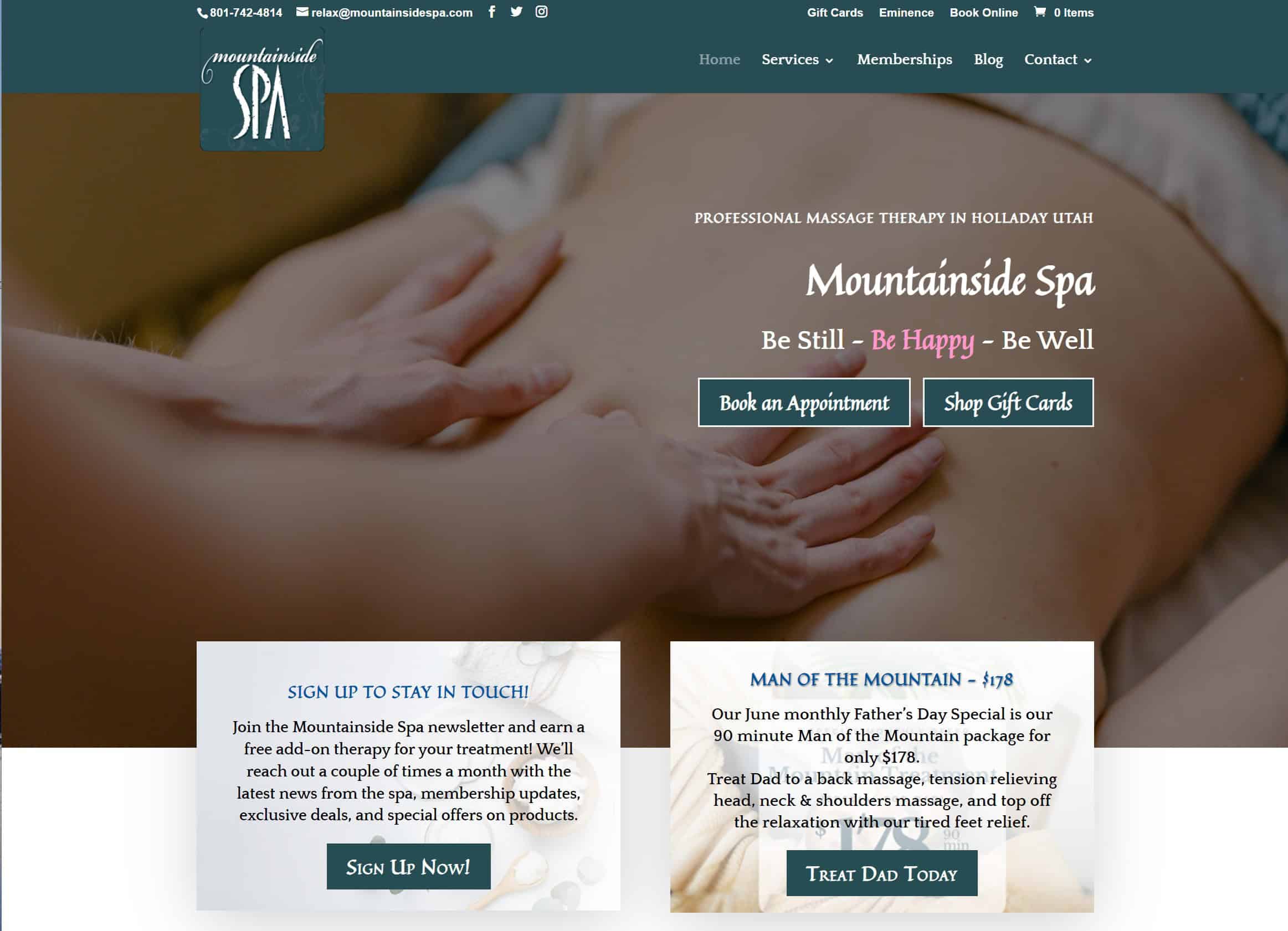 Mountainside Spa web design