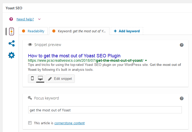 Yoast SEO plugin settings