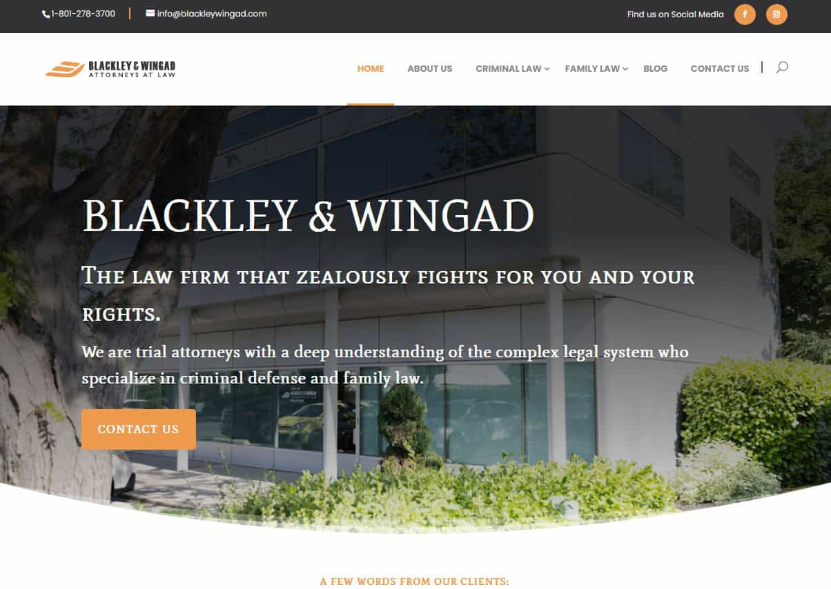 partner client site for Blackley & Wingad Attorneys