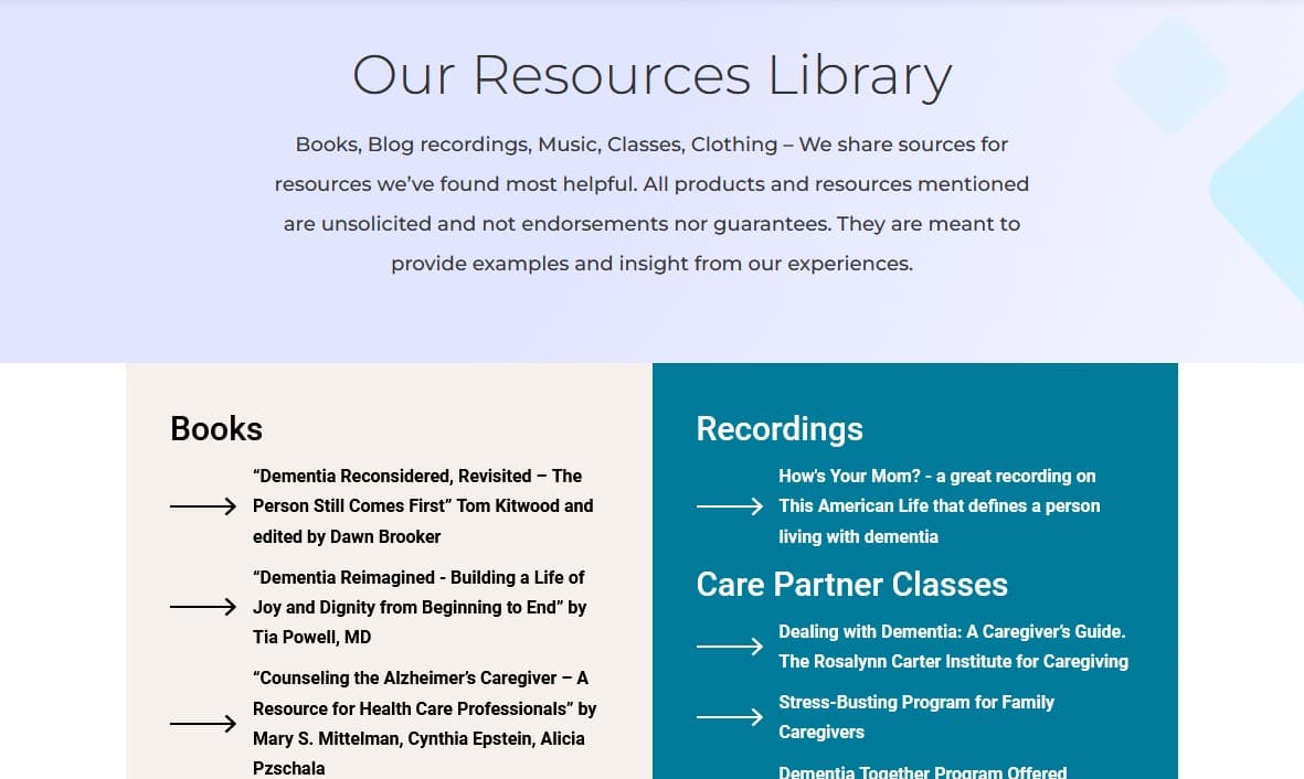 SusieCareLLC resources library page