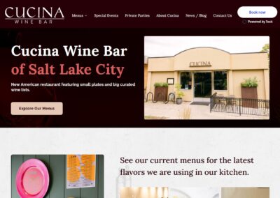 Cucina Wine Bar home page preview